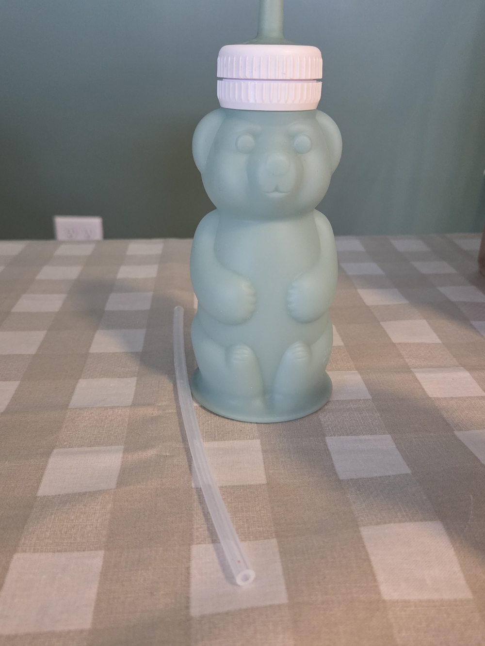 Mint Bear Silicone Sipper Bottle with Straw